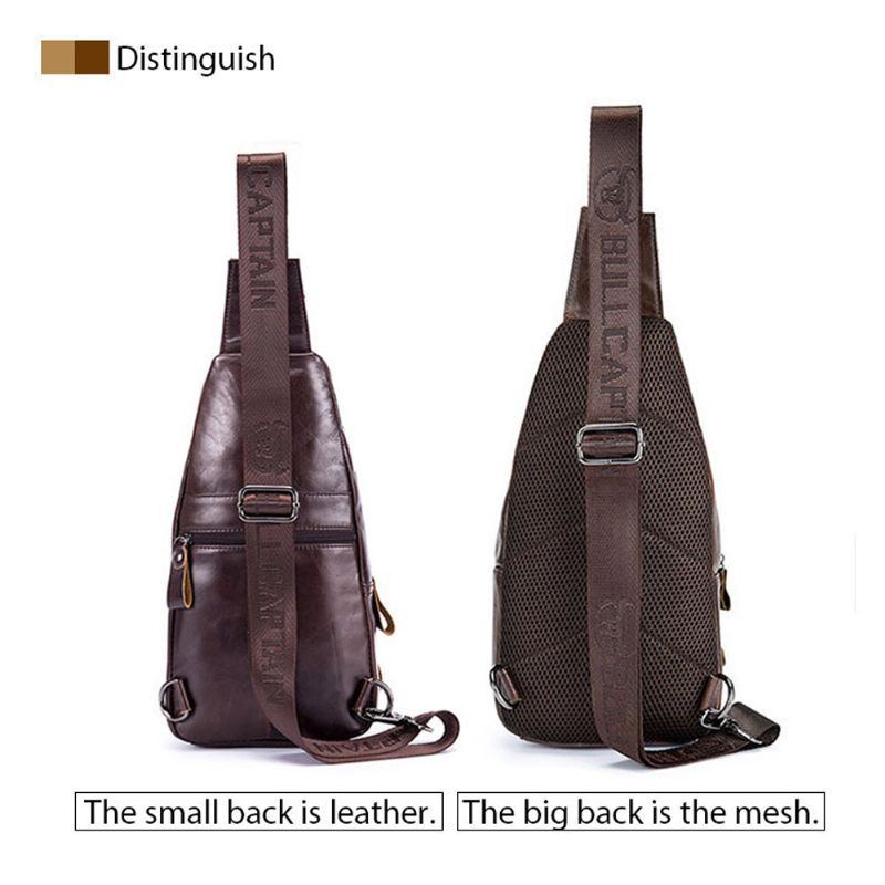 Echtes Leder Retro Brusttasche Outdoor Freizeit Daypack Umhängetasche Für Herren