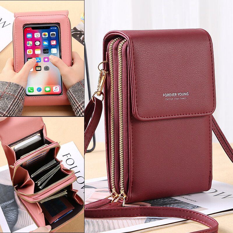 Damen 6.5 Zoll Touchscreen Tasche Clutch Bag Kartentasche Große Kapazität Multi Pocket Crossbody Handytasche