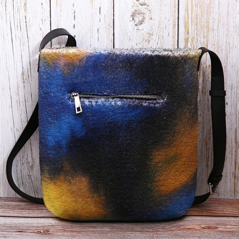 Damen Bunte Tasche Diy Lammhaar Umhängetasche Umhängetasche