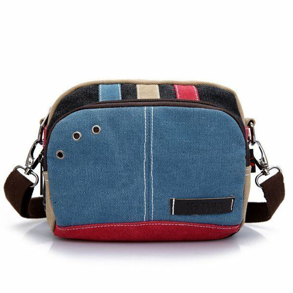 Damen Canvas Umhängetaschen Kontrastfarbe Lässige Kleine Umhängetaschen Messenger Bags