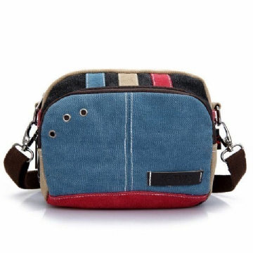 Damen Canvas Umhängetaschen Kontrastfarbe Lässige Kleine Umhängetaschen Messenger Bags