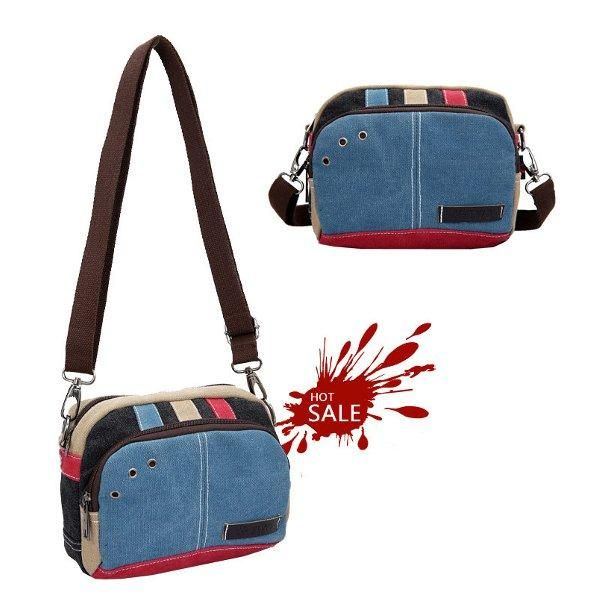 Damen Canvas Umhängetaschen Kontrastfarbe Lässige Kleine Umhängetaschen Messenger Bags