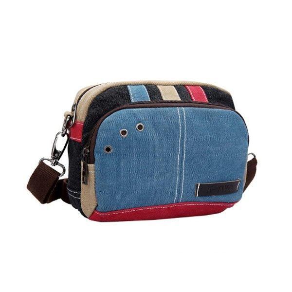 Damen Canvas Umhängetaschen Kontrastfarbe Lässige Kleine Umhängetaschen Messenger Bags