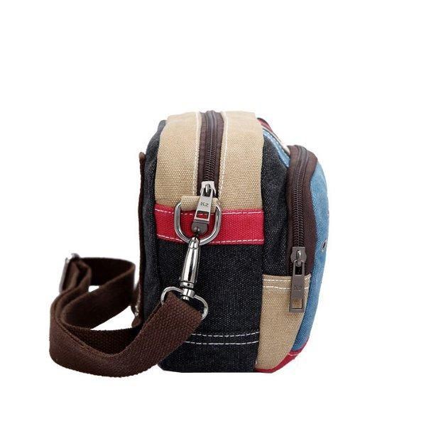 Damen Canvas Umhängetaschen Kontrastfarbe Lässige Kleine Umhängetaschen Messenger Bags