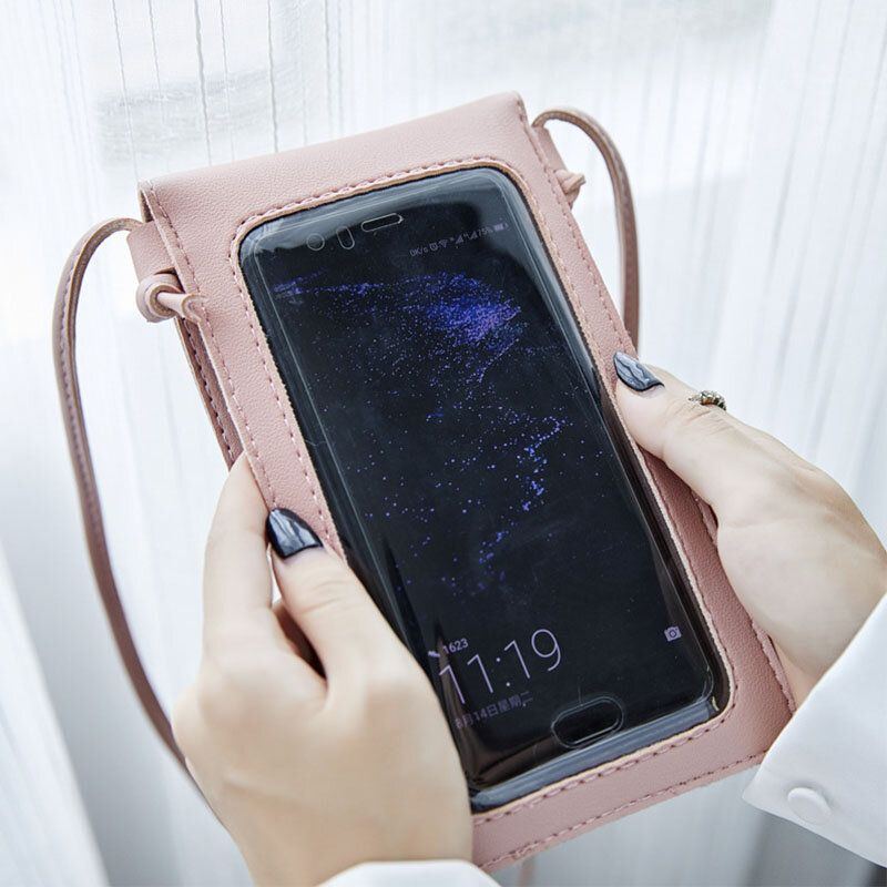 Damen Casual Solide Aushöhlen Touchscreen 6.3 Zoll Handytasche Umhängetasche Umhängetasche