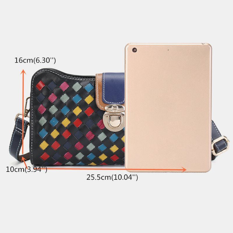 Damen Echtes Leder Patchwork Handytasche Umhängetasche Umhängetasche