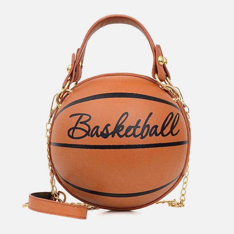 Damen Einzigartiges Design Basketball Fußball Look Mini Runde Tasche Hangbag Mode Verstellbare Umhängetasche Umhängetasche