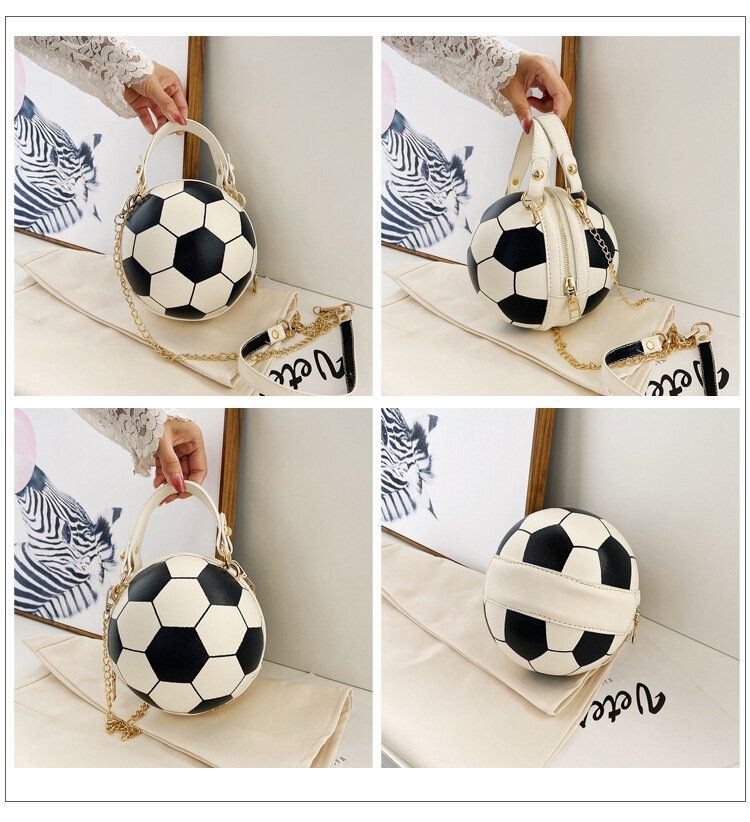 Damen Einzigartiges Design Basketball Fußball Look Mini Runde Tasche Hangbag Mode Verstellbare Umhängetasche Umhängetasche