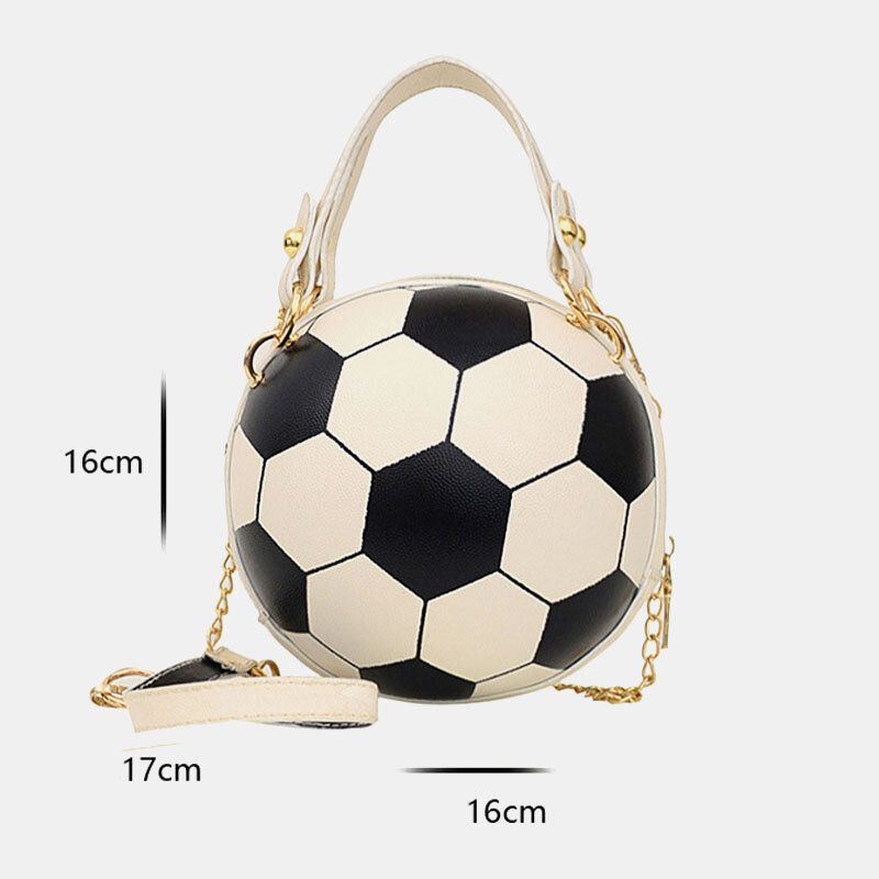 Damen Einzigartiges Design Basketball Fußball Look Mini Runde Tasche Hangbag Mode Verstellbare Umhängetasche Umhängetasche