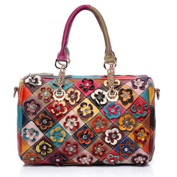 Damen Elegante Blumen Patchwork Crossbody Taschen Handtasche