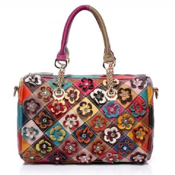 Damen Elegante Blumen Patchwork Crossbody Taschen Handtasche