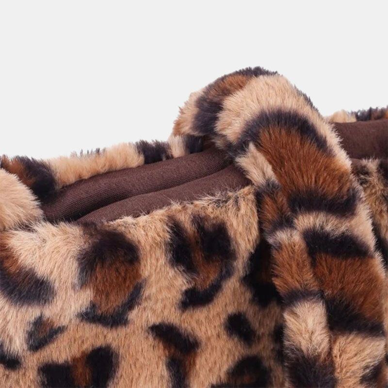 Damen Filz Weich Leopard Muster Niedlich Lässig Persönlichkeit Umhängetasche Umhängetasche