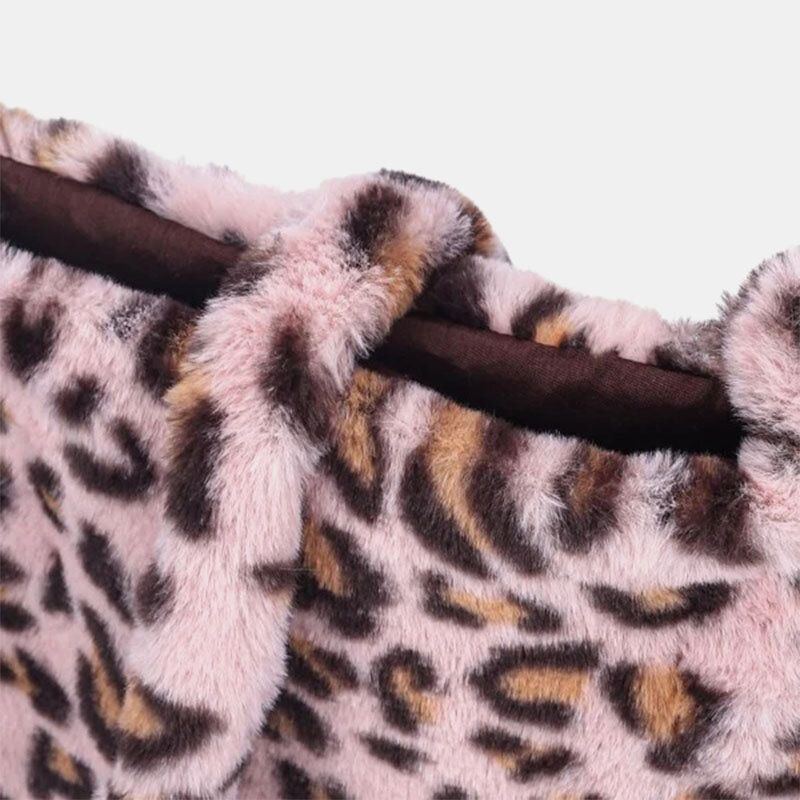 Damen Filz Weich Leopard Muster Niedlich Lässig Persönlichkeit Umhängetasche Umhängetasche