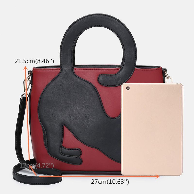 Damen Kunstleder Nettes Katzen Muster Beiläufige Handtaschen Umhängetasche