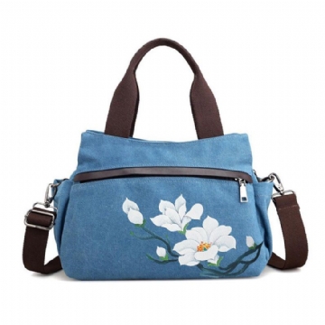 Damen Lotus Canvas Handtasche Chinesische Umhängetasche