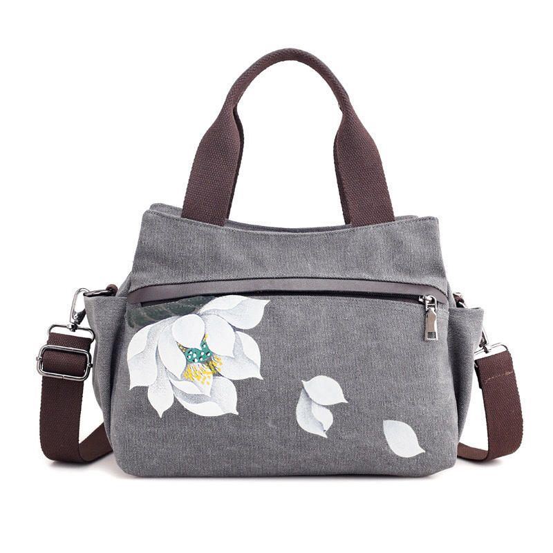 Damen Lotus Canvas Handtasche Chinesische Umhängetasche