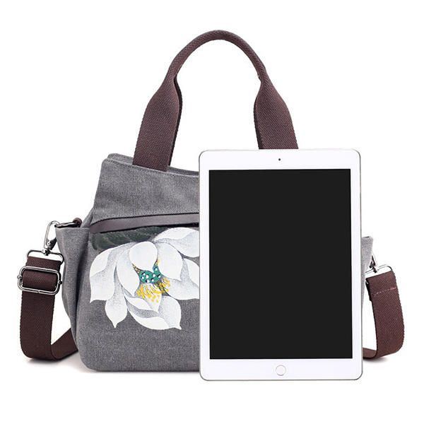 Damen Lotus Canvas Handtasche Chinesische Umhängetasche