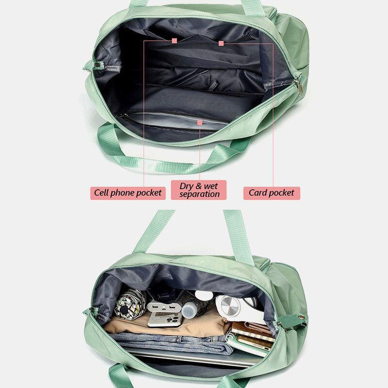 Damen Oxford Trocken Nass Trennung Sporttasche Skalierbares Faltbares Design Umhängetasche Große Kapazität Fester Riemen Wasserdichte Tragbare Reisetasche