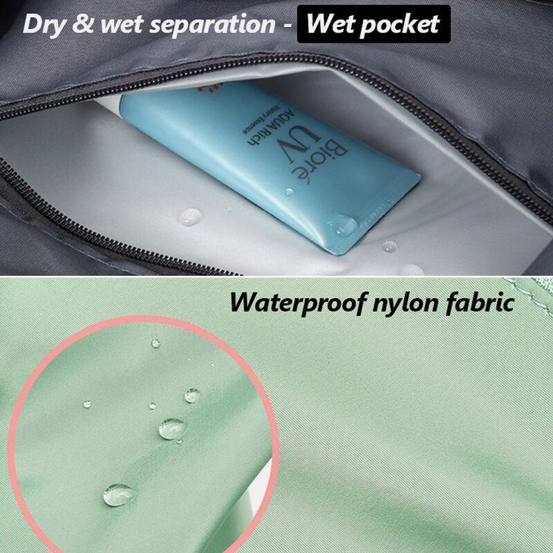 Damen Oxford Trocken Nass Trennung Sporttasche Skalierbares Faltbares Design Umhängetasche Große Kapazität Fester Riemen Wasserdichte Tragbare Reisetasche