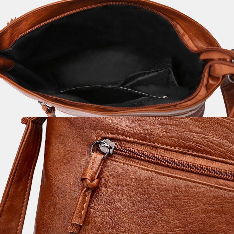 Damen Pu Leder Große Kapazität Retro 6.3 Zoll Handytasche Mit Mehreren Taschen Weiche Umhängetaschen Umhängetasche