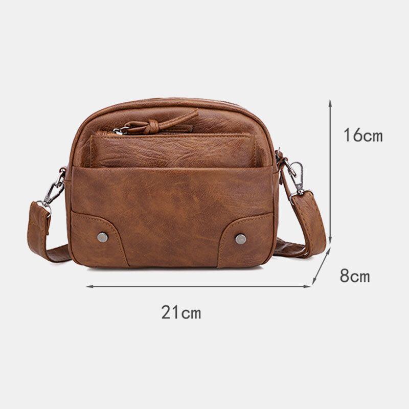 Damen Pu Leder Multi Pocket Retro Mode 6.3 Zoll Handytasche Weiche Umhängetaschen Umhängetasche