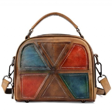 Damen Weinlese Echtes Leder Handgemachte Bürsten Farben Handtaschen Die Crossbody Taschen Nähen