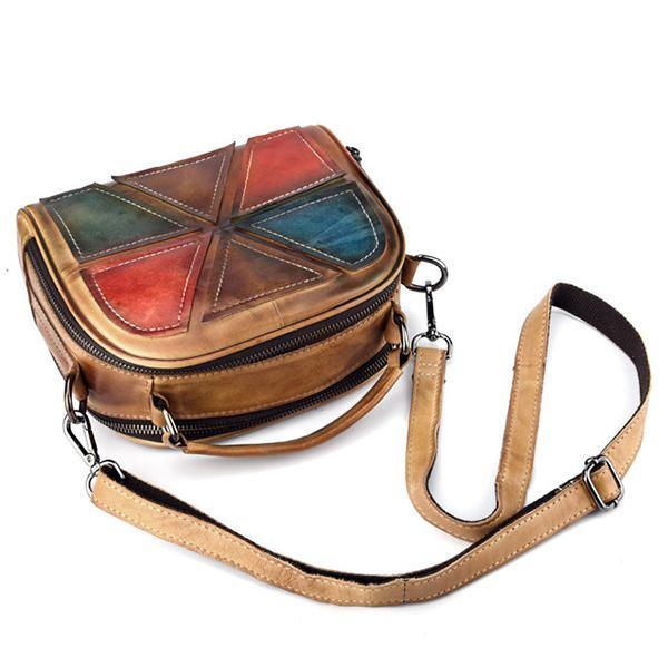 Damen Weinlese Echtes Leder Handgemachte Bürsten Farben Handtaschen Die Crossbody Taschen Nähen