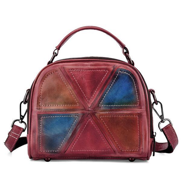 Damen Weinlese Echtes Leder Handgemachte Bürsten Farben Handtaschen Die Crossbody Taschen Nähen