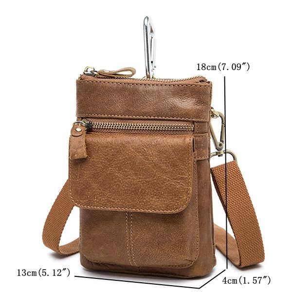 Gürteltasche Aus Echtem Leder Erste Schicht Leder Freizeit Retro Handytasche Umhängetasche Für Herren