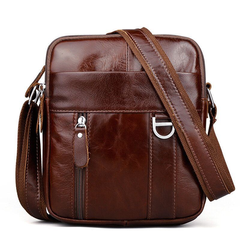 Herren Braun Echtes Leder Umhängetasche Messenger Crossbody Aktentasche Sling Bag Für Ipad Mini