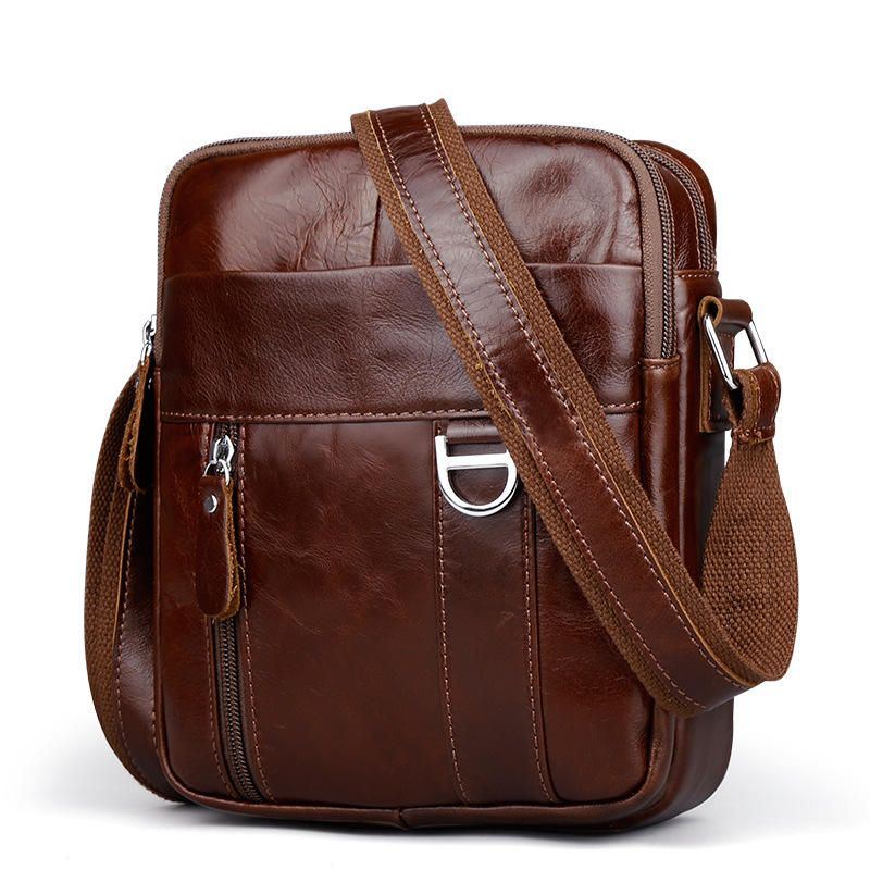 Herren Braun Echtes Leder Umhängetasche Messenger Crossbody Aktentasche Sling Bag Für Ipad Mini