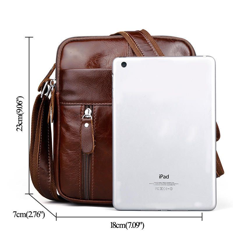 Herren Braun Echtes Leder Umhängetasche Messenger Crossbody Aktentasche Sling Bag Für Ipad Mini