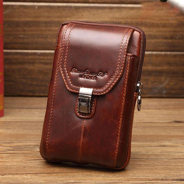 Herren Business Gürteltasche Echtes Leder Casual 5.2/5.7/6 Zoll Handytasche Umhängetasche