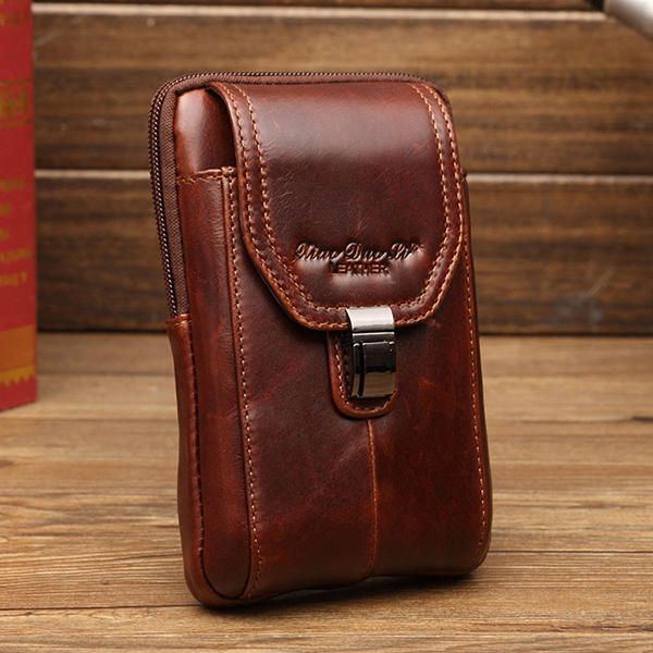 Herren Business Gürteltasche Echtes Leder Casual 5.2/5.7/6 Zoll Handytasche Umhängetasche