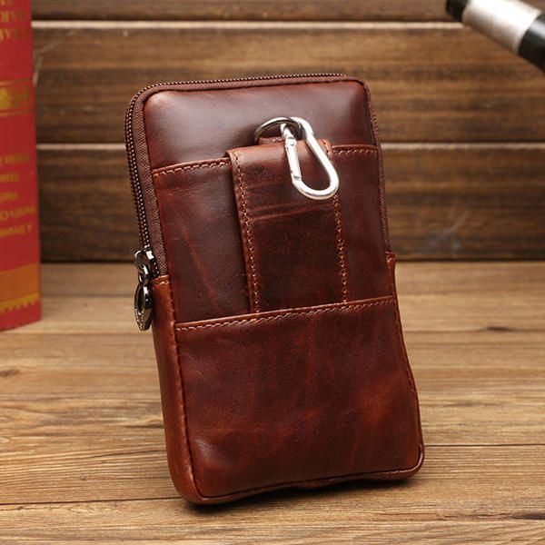 Herren Business Gürteltasche Echtes Leder Casual 5.2/5.7/6 Zoll Handytasche Umhängetasche