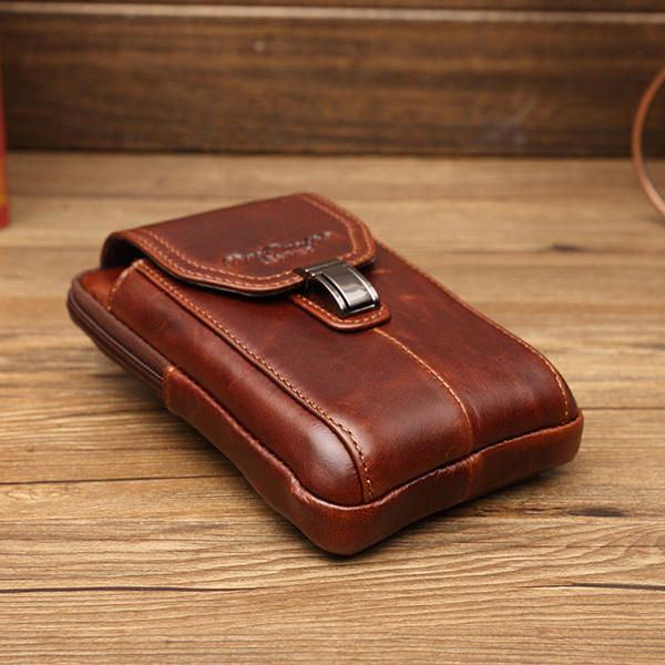 Herren Business Gürteltasche Echtes Leder Casual 5.2/5.7/6 Zoll Handytasche Umhängetasche