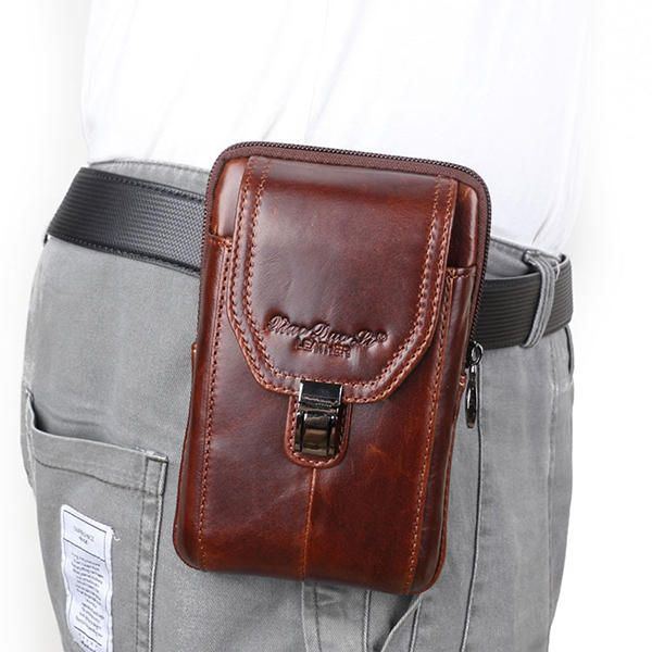 Herren Business Gürteltasche Echtes Leder Casual 5.2/5.7/6 Zoll Handytasche Umhängetasche