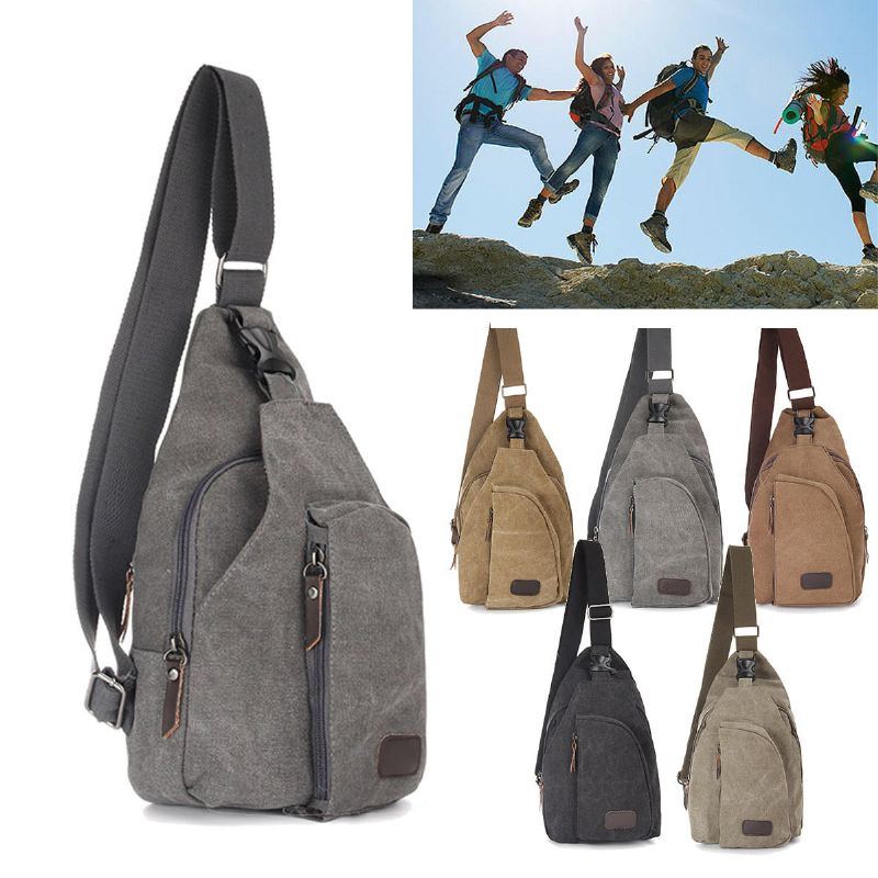 Herren Canvas Brusttasche Weihnachtsgeschenke Outdoor Sport Camping Wandern Schulterrucksack