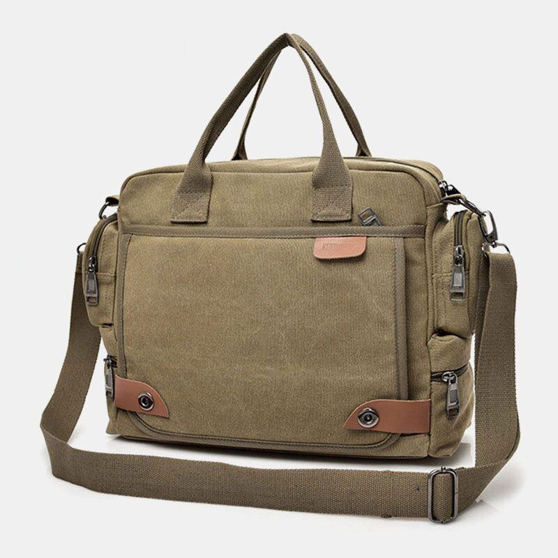 Herren Canvas Große Kapazität Multi Pocket Casual 13.3 Zoll Laptoptasche Umhängetaschen Umhängetasche Aktentasche