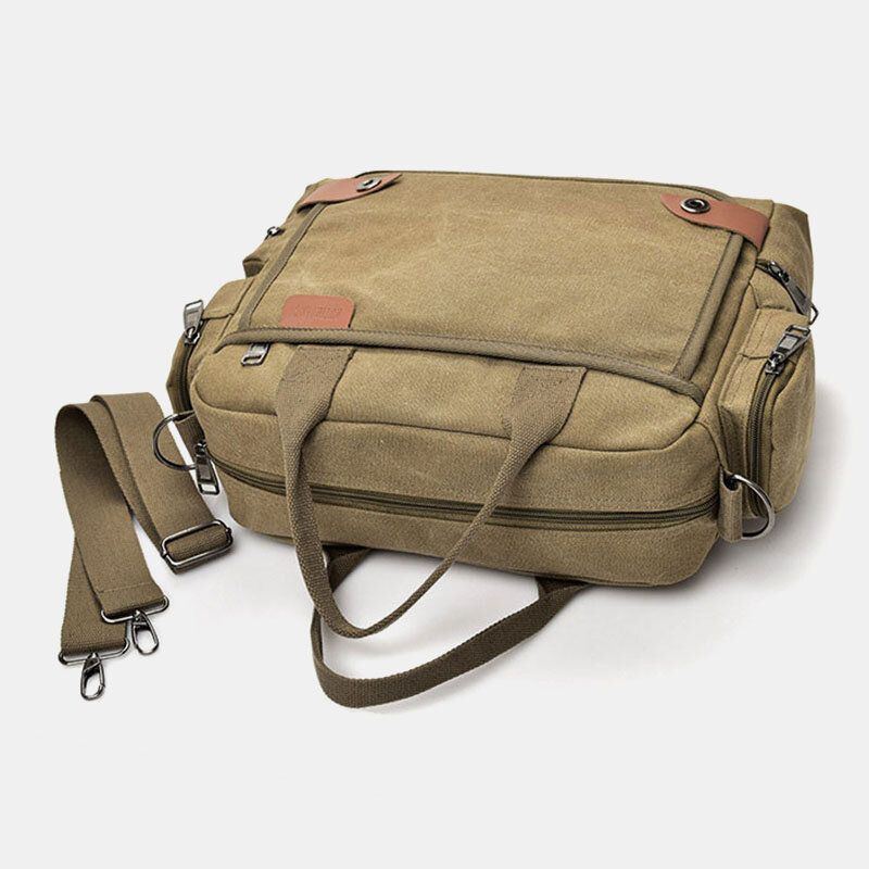 Herren Canvas Große Kapazität Multi Pocket Casual 13.3 Zoll Laptoptasche Umhängetaschen Umhängetasche Aktentasche