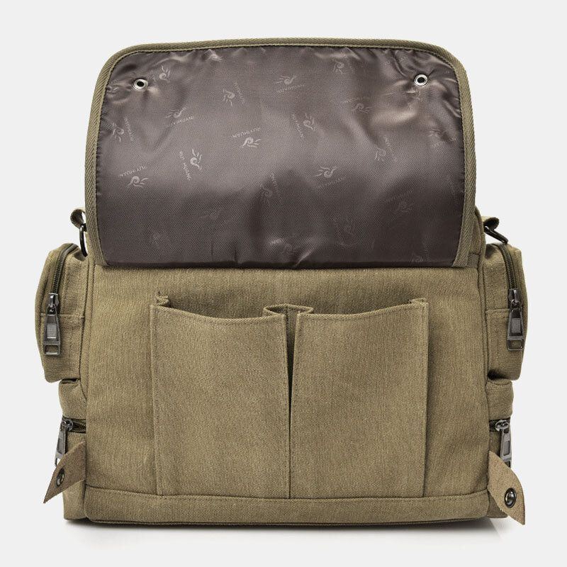 Herren Canvas Große Kapazität Multi Pocket Casual 13.3 Zoll Laptoptasche Umhängetaschen Umhängetasche Aktentasche