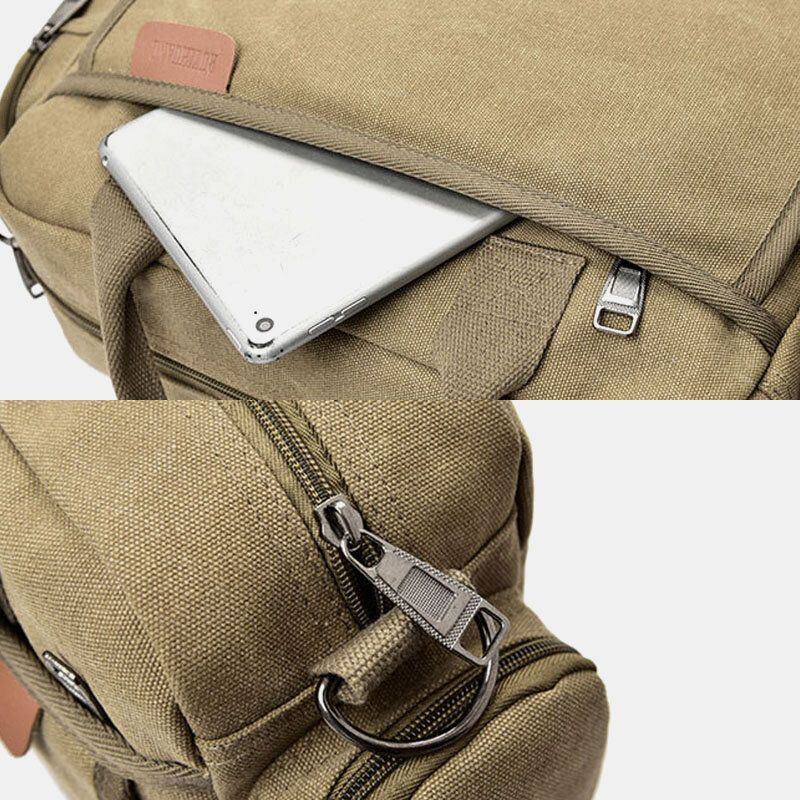 Herren Canvas Große Kapazität Multi Pocket Casual 13.3 Zoll Laptoptasche Umhängetaschen Umhängetasche Aktentasche