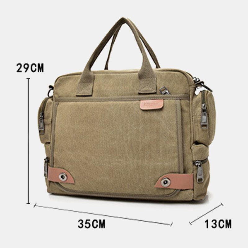 Herren Canvas Große Kapazität Multi Pocket Casual 13.3 Zoll Laptoptasche Umhängetaschen Umhängetasche Aktentasche