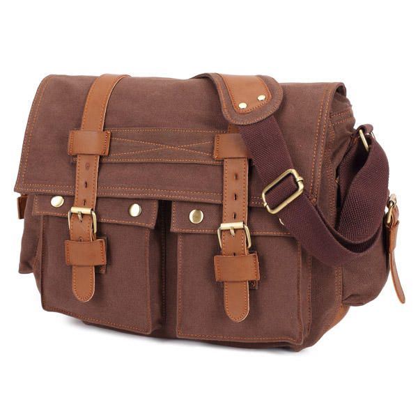 Herren Canvas Mikrofaser Leder Casual Outdoor Messenger Umhängetasche