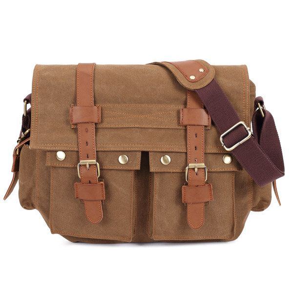 Herren Canvas Mikrofaser Leder Casual Outdoor Messenger Umhängetasche