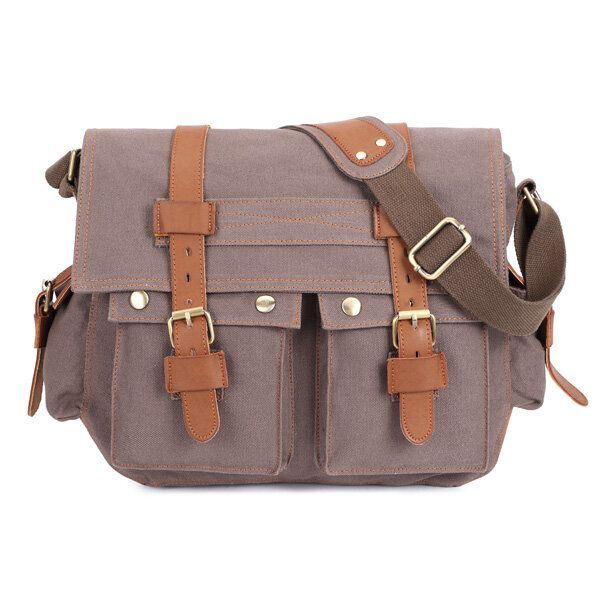 Herren Canvas Mikrofaser Leder Casual Outdoor Messenger Umhängetasche