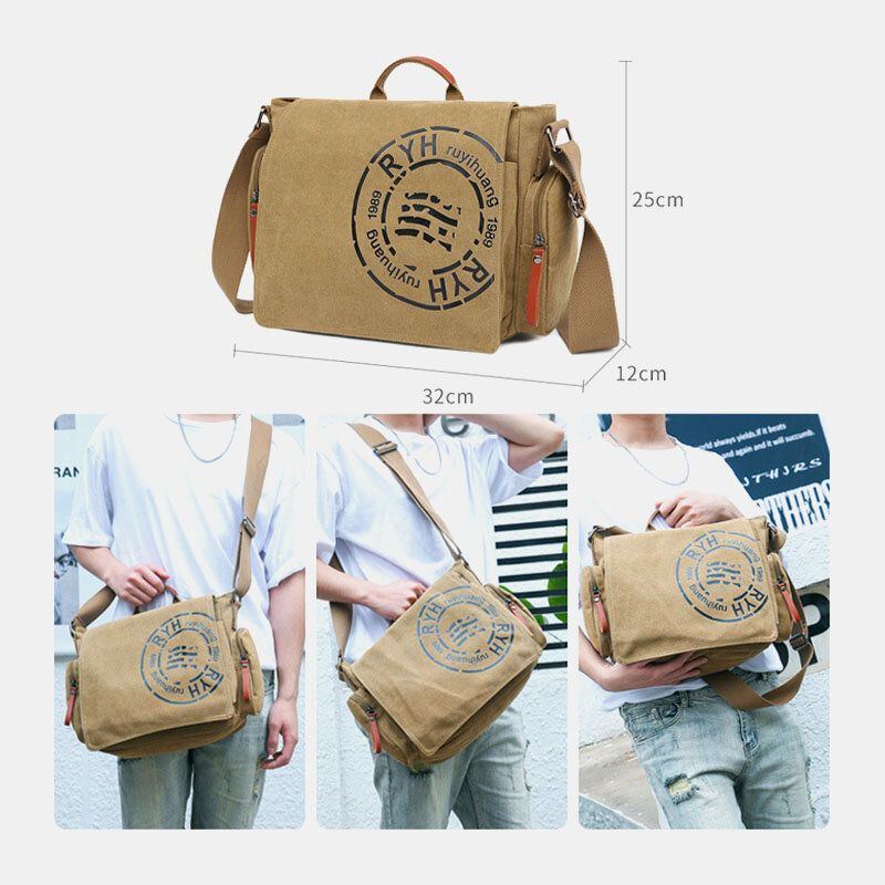 Herren Canvas Multi Fach Multi Pocket Lässige Umhängetasche Messenger Bag Umhängetaschen Handtasche