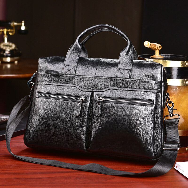 Herren Echtes Leder Business Multi Carry 14 Zoll Laptoptasche Aktentasche Umhängetasche Umhängetasche