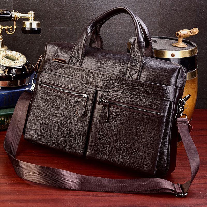 Herren Echtes Leder Business Multi Carry 14 Zoll Laptoptasche Aktentasche Umhängetasche Umhängetasche