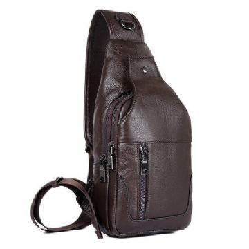 Herren Echtes Leder Minimalistisch Vintage Umhängetasche Freizeit Business Brusttasche Wochenendtasche